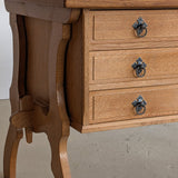 Vintage Danish Brutalist Henning Kjærnulf-Attributed Quartersawn White Oak Desk with Original Skeleton Key, Mortise and Tenon Detail and Lockable Back Cabinet