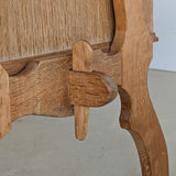 Vintage Danish Brutalist Henning Kjærnulf-Attributed Quartersawn White Oak Desk with Original Skeleton Key, Mortise and Tenon Detail and Lockable Back Cabinet