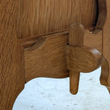 Vintage Danish Brutalist Henning Kjærnulf-Attributed Quartersawn White Oak Desk with Original Skeleton Key, Mortise and Tenon Detail and Lockable Back Cabinet
