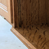 Vintage Danish Brutalist Henning Kjærnulf-Attributed Quartersawn White Oak Desk with Original Skeleton Key, Mortise and Tenon Detail and Lockable Back Cabinet