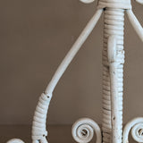 Likely Antique Unique Wicker Lamp with Original Diamond-Shaped Wicker Shade