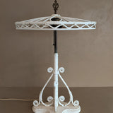 Likely Antique Unique Wicker Lamp with Original Diamond-Shaped Wicker Shade