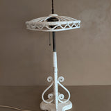 Likely Antique Unique Wicker Lamp with Original Diamond-Shaped Wicker Shade