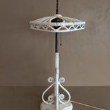 Likely Antique Unique Wicker Lamp with Original Diamond-Shaped Wicker Shade