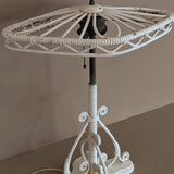 Likely Antique Unique Wicker Lamp with Original Diamond-Shaped Wicker Shade