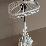 Likely Antique Unique Wicker Lamp with Original Diamond-Shaped Wicker Shade