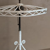 Likely Antique Unique Wicker Lamp with Original Diamond-Shaped Wicker Shade
