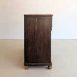 Rare Antique European Dark Wooden Wedding Dresser with Floral Motifs