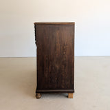 Rare Antique European Dark Wooden Wedding Dresser with Floral Motifs
