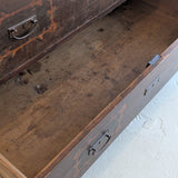 Rare Antique European Dark Wooden Wedding Dresser with Floral Motifs