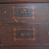 Rare Antique European Dark Wooden Wedding Dresser with Floral Motifs