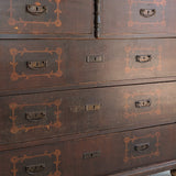 Rare Antique European Dark Wooden Wedding Dresser with Floral Motifs