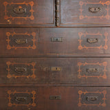 Rare Antique European Dark Wooden Wedding Dresser with Floral Motifs