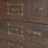 Rare Antique European Dark Wooden Wedding Dresser with Floral Motifs