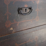 Rare Antique European Dark Wooden Wedding Dresser with Floral Motifs