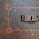 Rare Antique European Dark Wooden Wedding Dresser with Floral Motifs