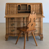 Vintage Midcentury Danish Henning Kjærnulf-Style White Oak Drop Top Slant Front Secretary Desk