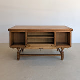 Vintage Danish Henning Kjærnulf Quartersawn White Oak Desk with Original Skeleton Key and Lockable Back Cabinet