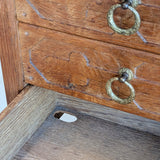 Vintage Danish Henning Kjærnulf Quartersawn White Oak Desk with Original Skeleton Key and Lockable Back Cabinet