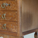 Vintage Danish Henning Kjærnulf Quartersawn White Oak Desk with Original Skeleton Key and Lockable Back Cabinet