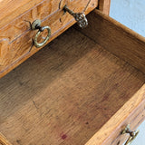 Vintage Danish Henning Kjærnulf Quartersawn White Oak Desk with Original Skeleton Key and Lockable Back Cabinet