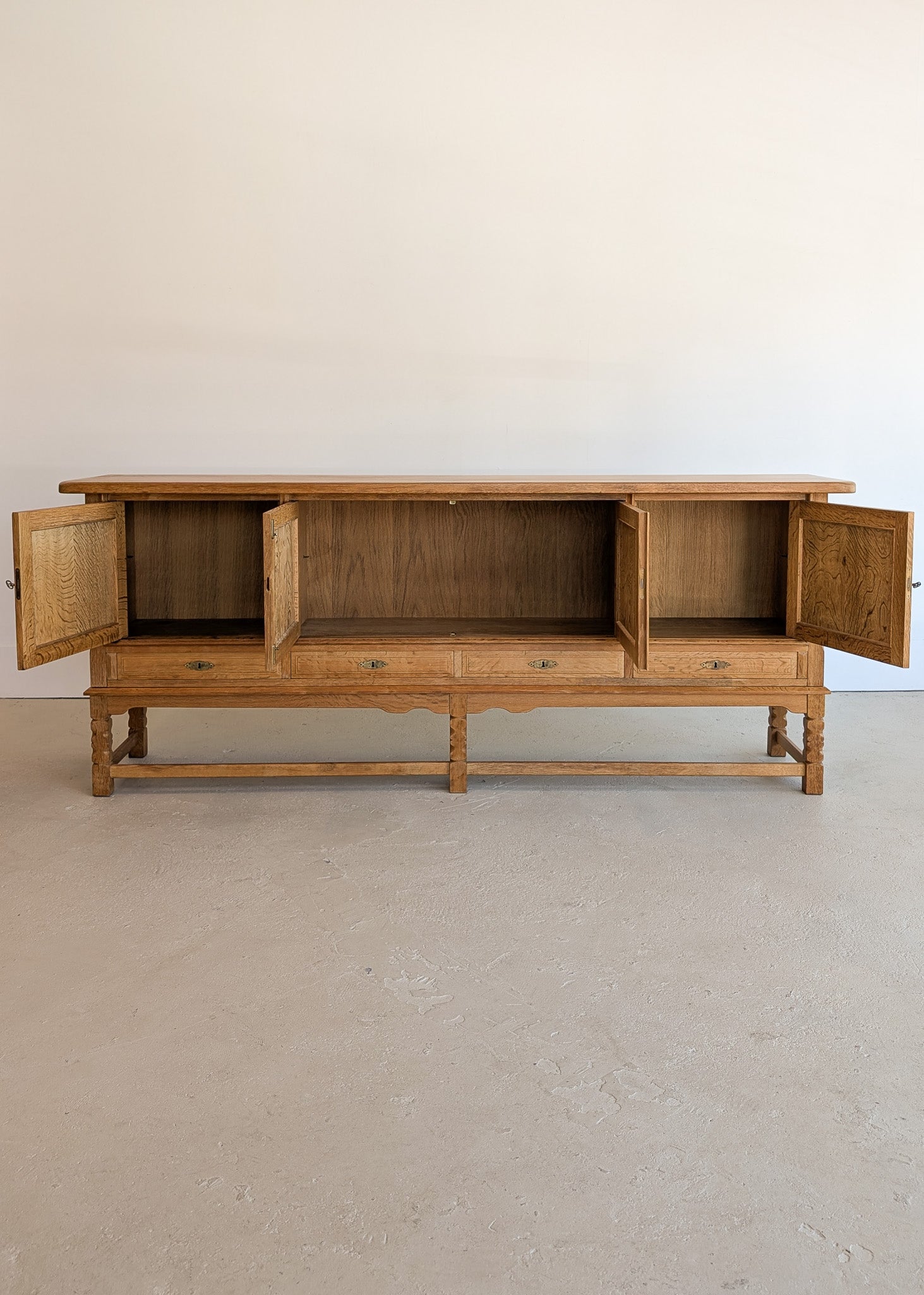 Vintage Midcentury Danish Henning Kjærnulf White Oak Sideboard with Keys