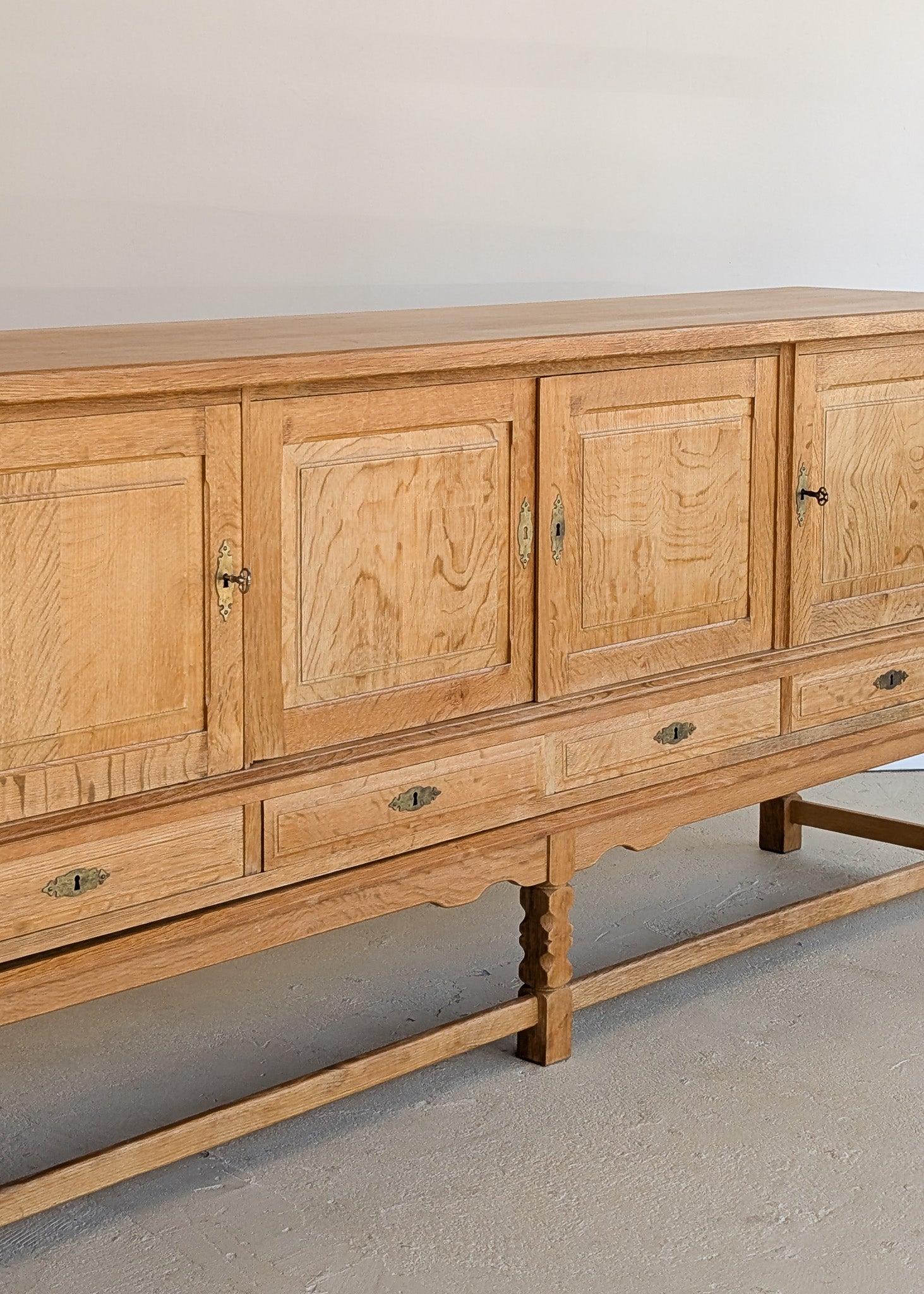 Vintage Midcentury Danish Henning Kjærnulf White Oak Sideboard with Keys
