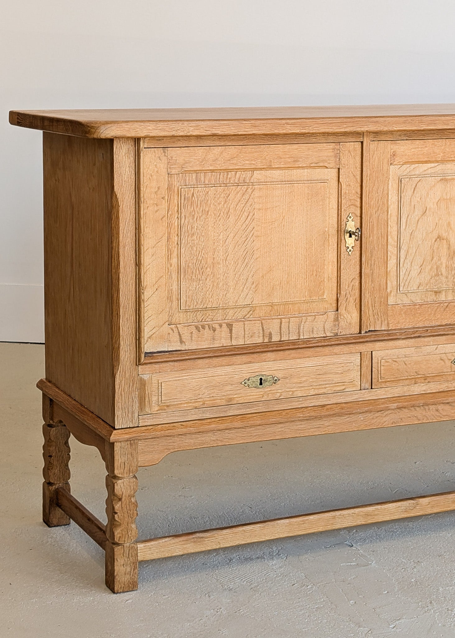 Vintage Midcentury Danish Henning Kjærnulf White Oak Sideboard with Keys