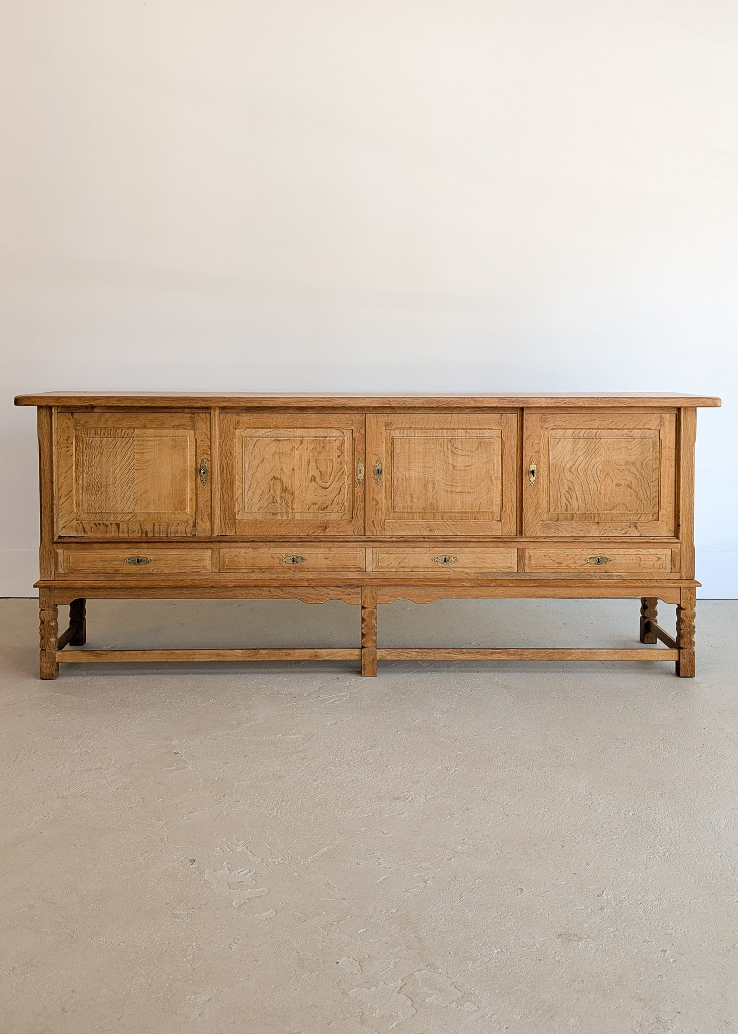Vintage Midcentury Danish Henning Kjærnulf White Oak Sideboard with Keys