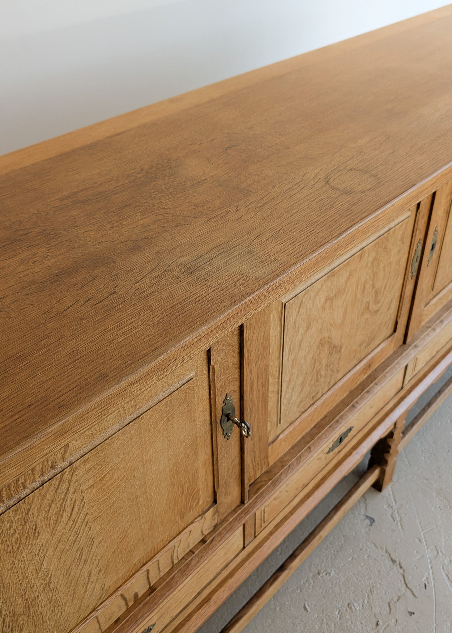 Vintage Midcentury Danish Henning Kjærnulf White Oak Sideboard with Keys