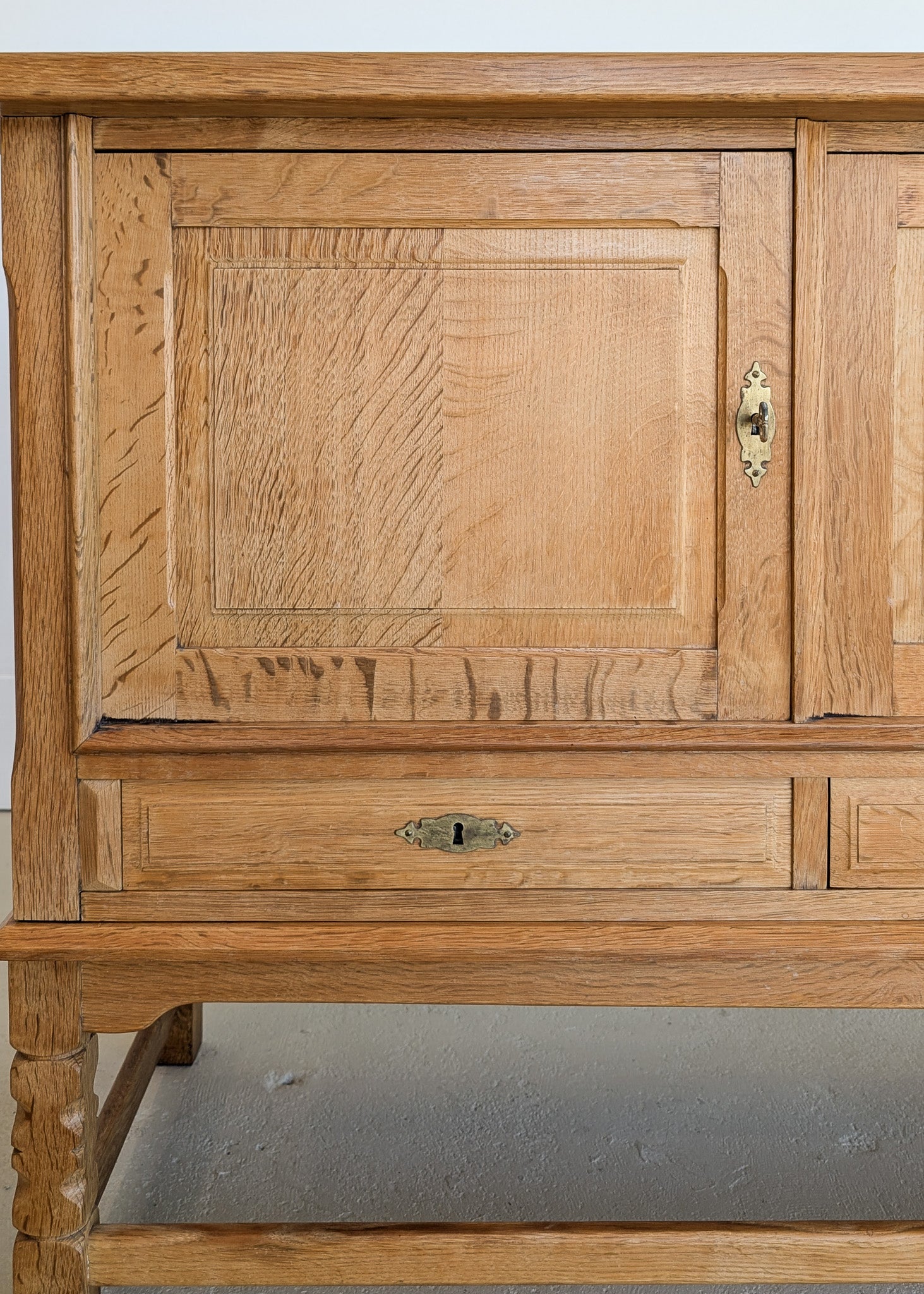 Vintage Midcentury Danish Henning Kjærnulf White Oak Sideboard with Keys