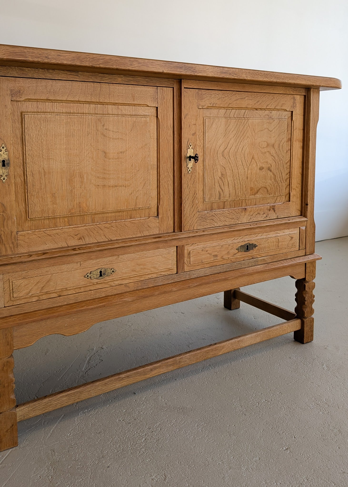 Vintage Midcentury Danish Henning Kjærnulf White Oak Sideboard with Keys