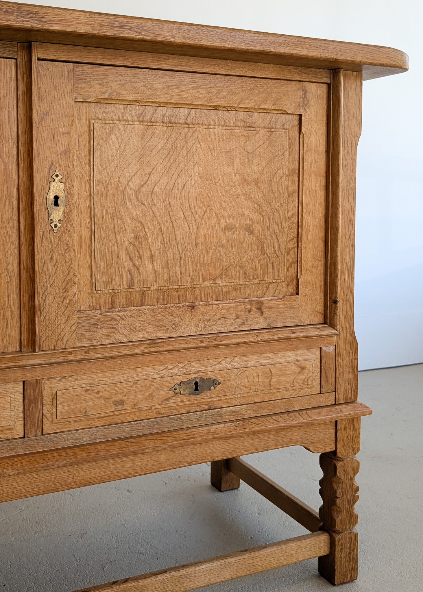 Vintage Midcentury Danish Henning Kjærnulf White Oak Sideboard with Keys