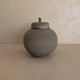 Unique Moody Black and Metallic Studio Pottery Raku Lidded Round Orb Vessel