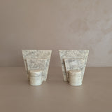 Pair of Unique Vintage Italian Stacked Geometric Alabaster Bookends