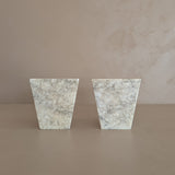 Pair of Unique Vintage Italian Stacked Geometric Alabaster Bookends