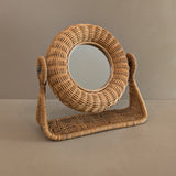 Unique Vintage Wicker Double-Sided Tabletop Vanity Mirror