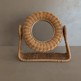 Unique Vintage Wicker Double-Sided Tabletop Vanity Mirror