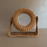 Unique Vintage Wicker Double-Sided Tabletop Vanity Mirror