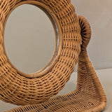 Unique Vintage Wicker Double-Sided Tabletop Vanity Mirror