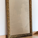 Large Antique Gilded Plaster and Wood Mirror with Wavy Glass