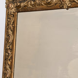 Large Antique Gilded Plaster and Wood Mirror with Wavy Glass