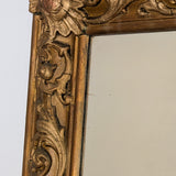 Large Antique Gilded Plaster and Wood Mirror with Wavy Glass