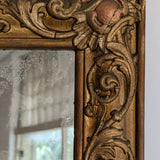 Large Antique Gilded Plaster and Wood Mirror with Wavy Glass
