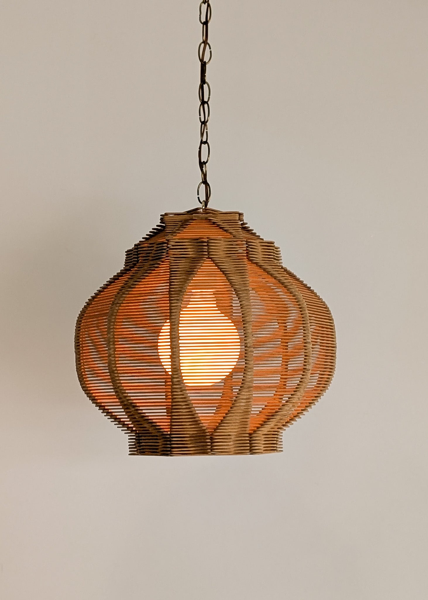 Vintage Geometric Tramp Art Popsicle Swag Pendant with Dimmer