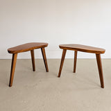 Pair of Vintage Handmade Wooden Freeform Biomorphic Side Tables
