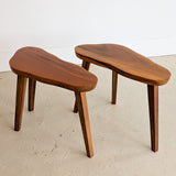 Pair of Vintage Handmade Wooden Freeform Biomorphic Side Tables