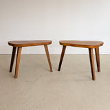 Pair of Vintage Handmade Wooden Freeform Biomorphic Side Tables