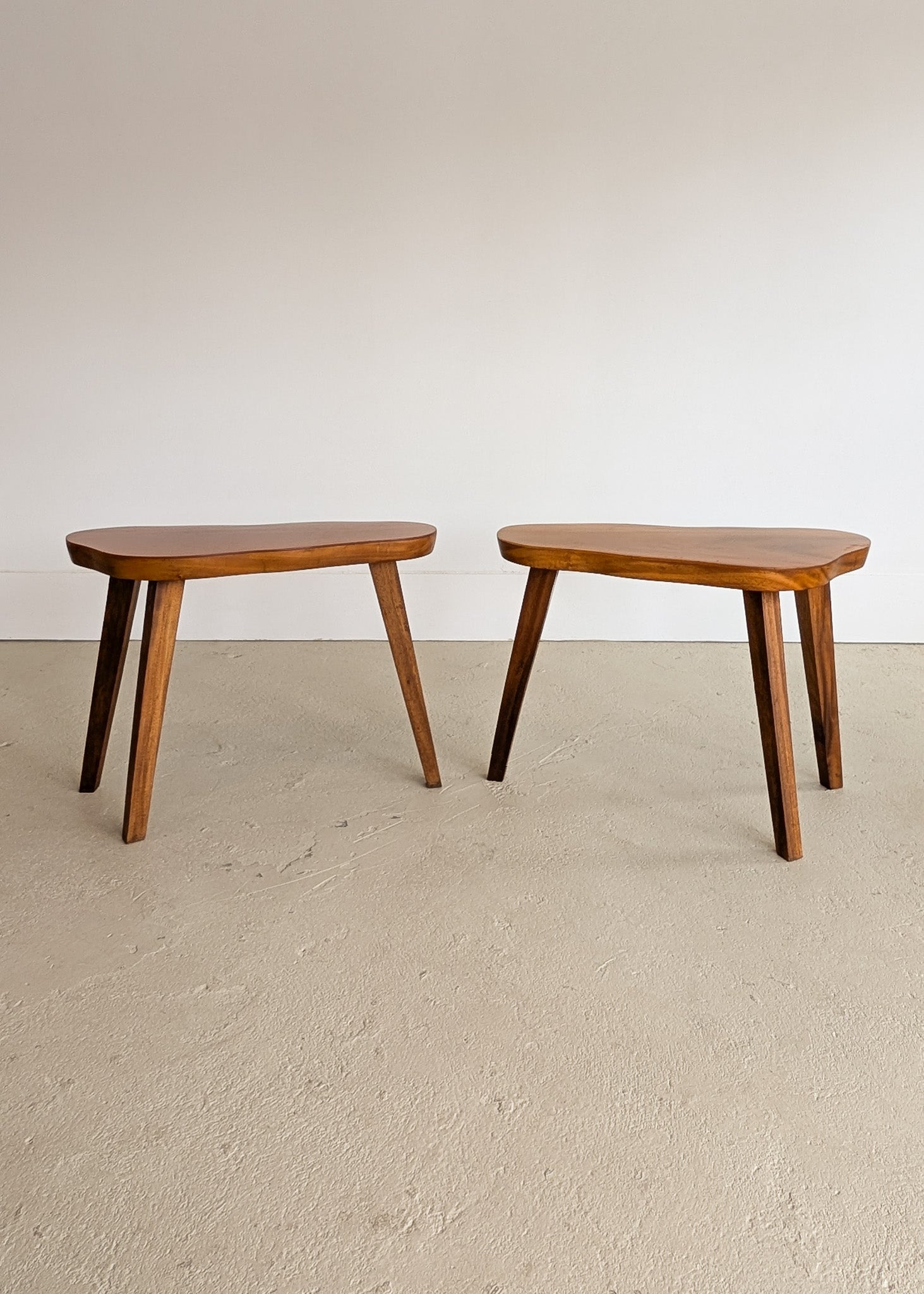 Pair of Vintage Handmade Wooden Freeform Biomorphic Side Tables