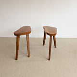 Pair of Vintage Handmade Wooden Freeform Biomorphic Side Tables